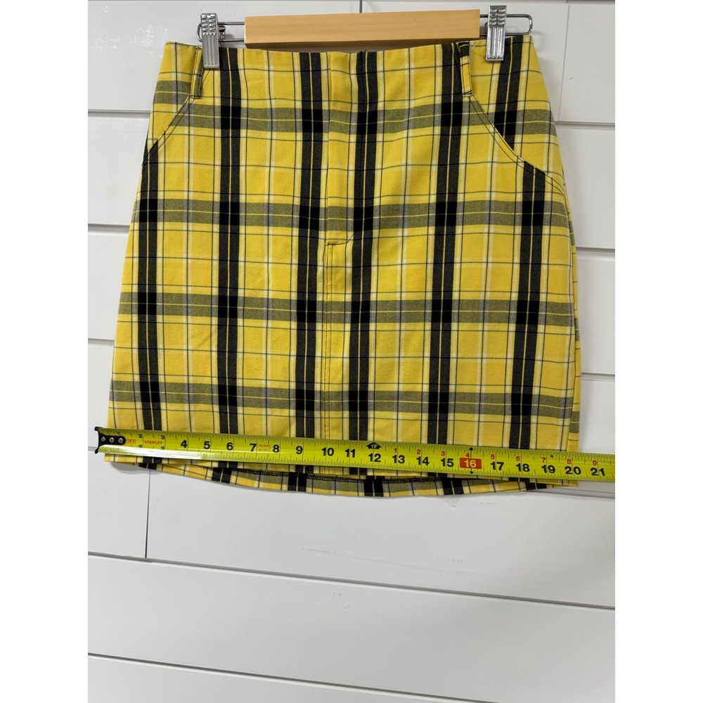 Hollister Yellow Plaid Mini Skirt Ultra High Rise Clueless Style Check Size M - Picture 5 of 6